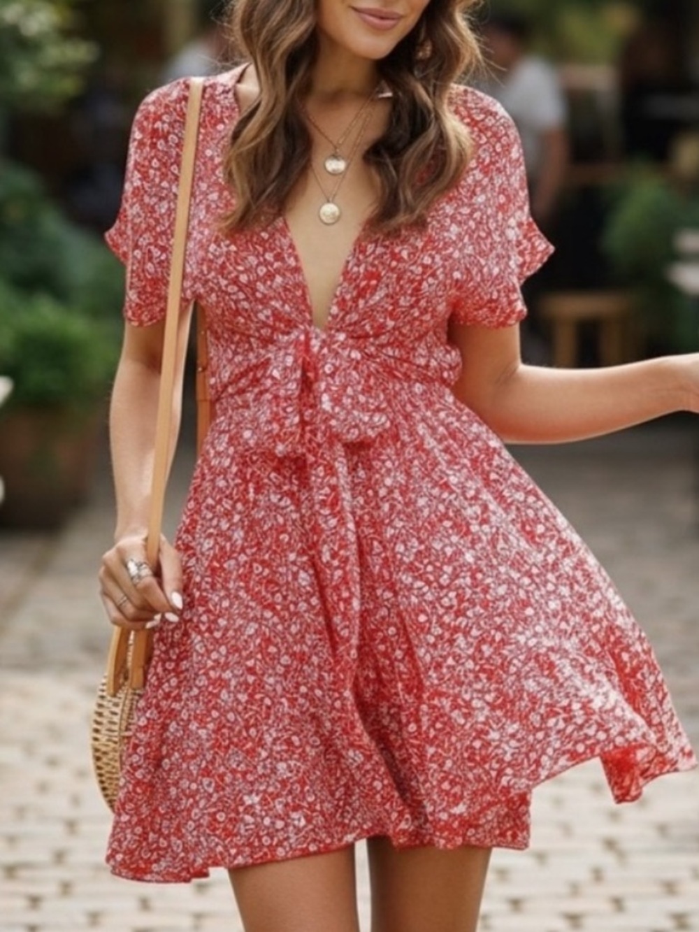 NEW•XL•Riley Red Flirty Floral Dress